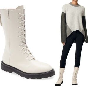 Women's Cream Combat Boots